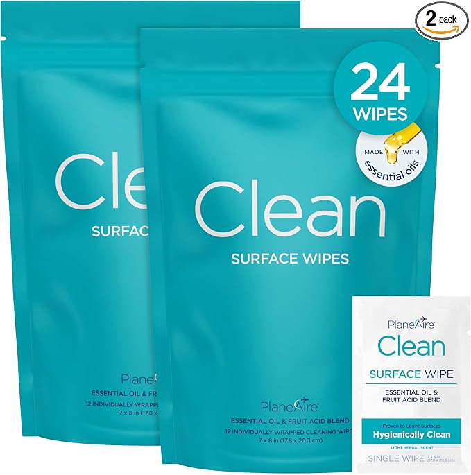 Clean Wipes | Surface Cleaning Wipes | Individually Wrapped Travel Wipes | All by PlaneAire