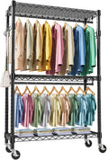 Heavy Duty Rolling Garment Rack 3 Tiers Adjustable Wire Shelving Clothes Rack by MEIGAOPLASTICANDMETALHKCOLIMITED