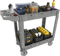 2 Tier Plastic Rolling Cart Utility Cart on Wheels, Heavy Duty Tool Carts by Maemttes