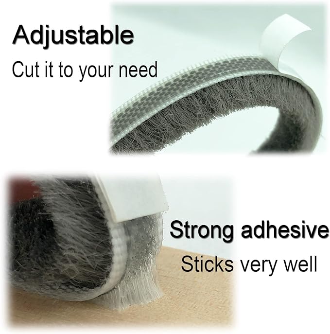 Fuzzy Weatherstripping for Window and Door Frame Side, Pile Self Adhesive Brush - Image 3