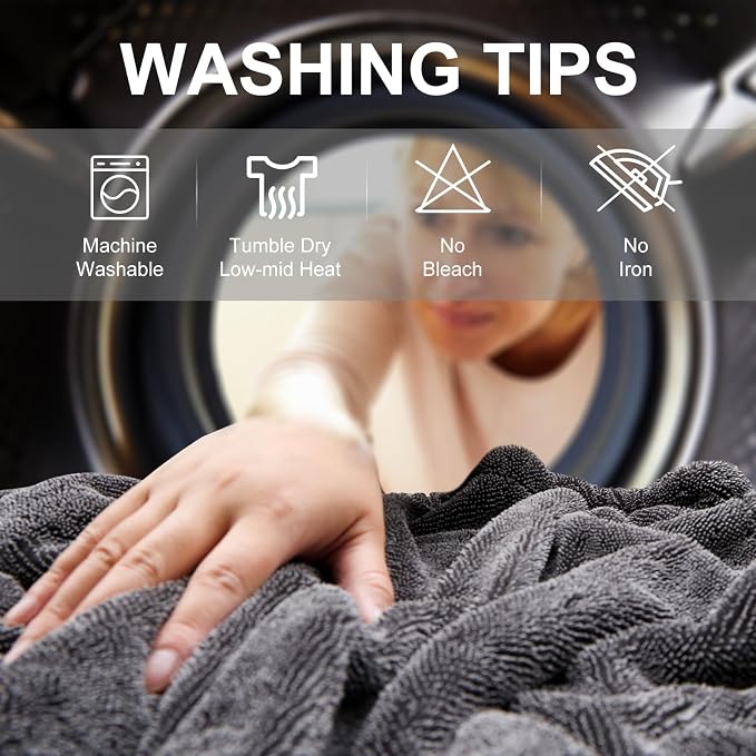2 Pack XL Car Drying Towel – 1300GSM Ultra Absorbent Microfiber, Twisted Loop - Image 8