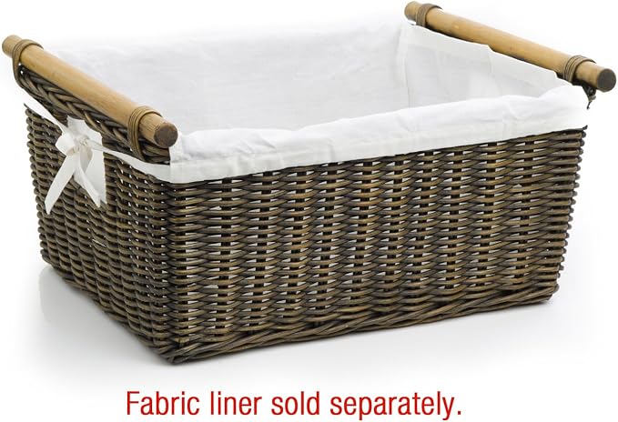 The Basket Lady Pole Handle Wicker Storage Basket, 18 in L x 14.5 in W x 9 in H - Image 2