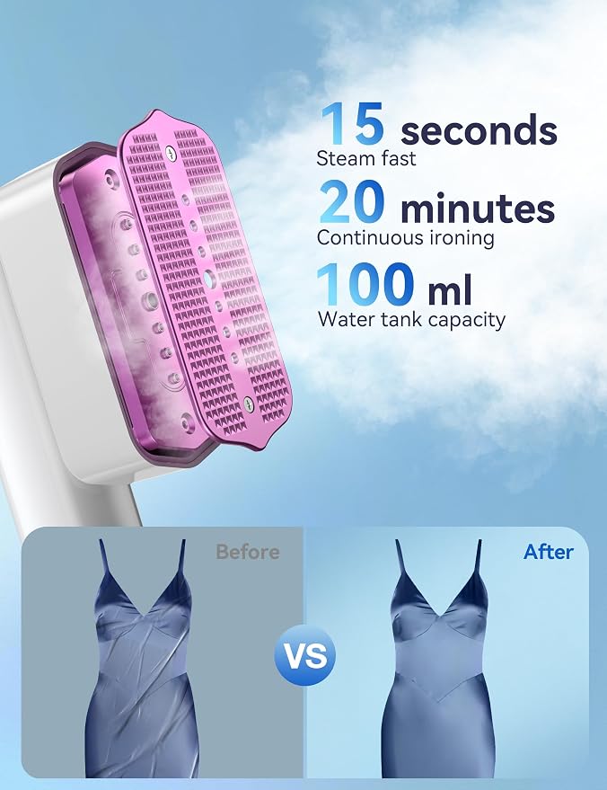 Steamer for Clothes, Sundu Portable 2-in-1 Steamer & Iron, 15s Fast Heat-up - Image 2