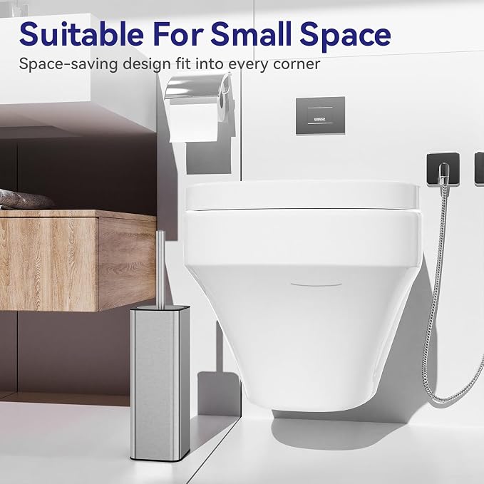 DOWRY Stainless Steel Toilet Bowl Brush and Holder - Image 6