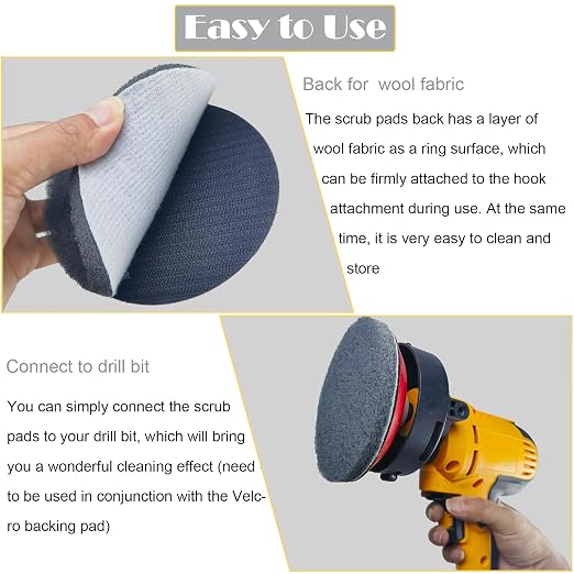 10 Pack 5 Inch 800 Grits Multipurpose Scrubber Scouring Pads Hoop and Loop - Image 3