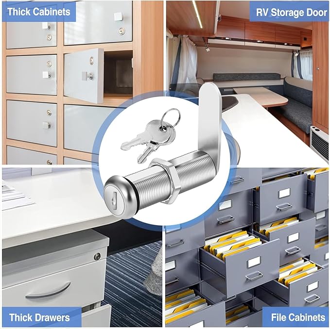 Cabinet Lock with Keys, Heavy Duty Cabinet Cam Lock Set - Image 6
