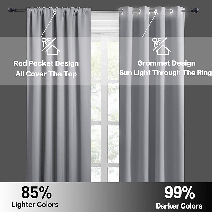 RYB HOME Blackout Curtains Small Window Decor Energy Efficiency Drapes - Image 5