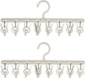 Clothes Hanger 2 Pack with 8 Clips, Clothes Drying Racks Windproof by Foshine