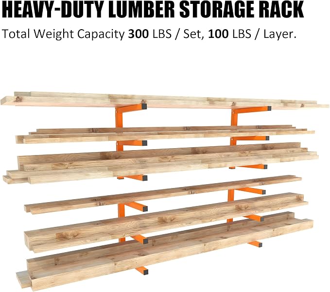 UNITEDPOWER Wall Mount Wood Organizer, Lumber Storage Rack, Heavy Duty Metal - Image 3