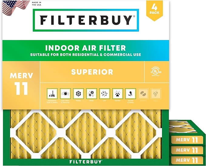 Filterbuy 18x18x1 Air Filter MERV 11 Allergen Defense Replacement, by Filterbuy