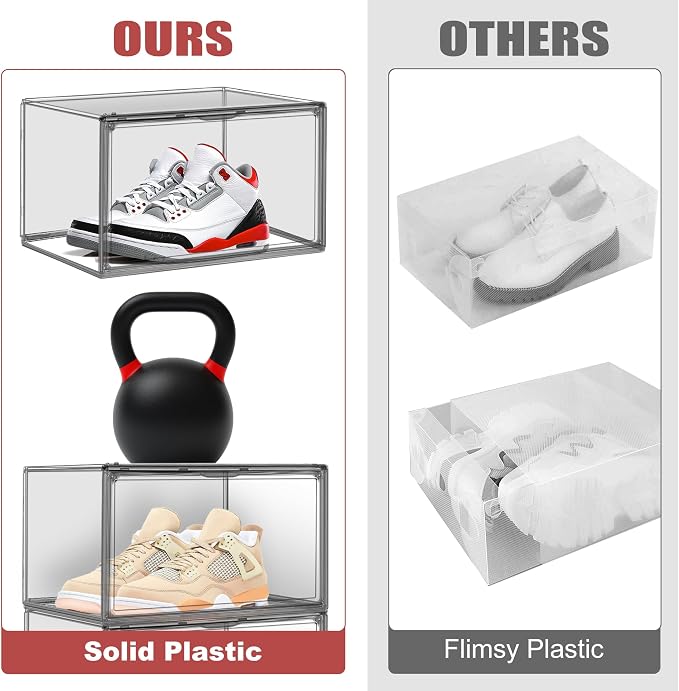 Shoe Organizer for Closet Clear Storage Box Sturdy Plastic Stackable Shoe Rack - Image 5