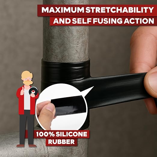 XFasten Self Fusing Silicone Tape Waterproof – 1" x 36 Feet Black, Self - Image 6