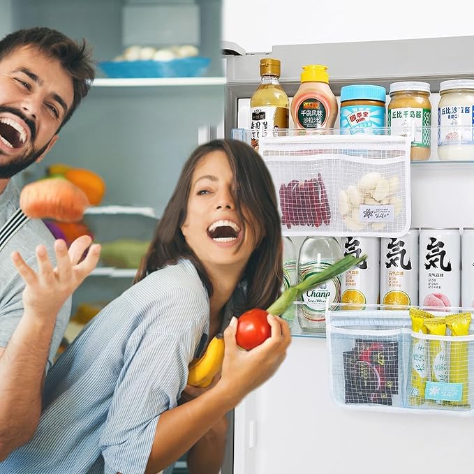 4PCS Refrigerator Door Organizer Set, Fridge Hanging Mesh Bag - Image 2