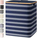 BALEINE Laundry Hamper with Lid, Tall Laundry Baskets with Bamboo Pull Handles by BALEINE