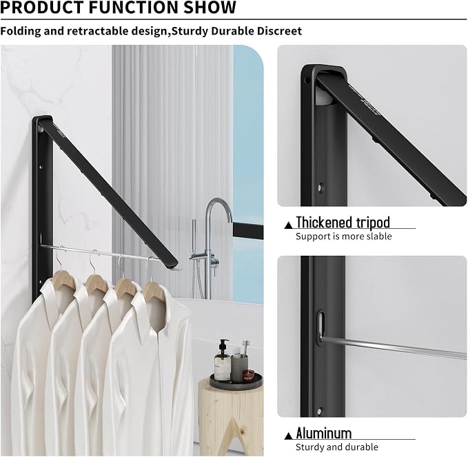 Clothes Drying Rack for Laundry Drying Rack Wall Mounted Clothes Hanger Rack - Image 5