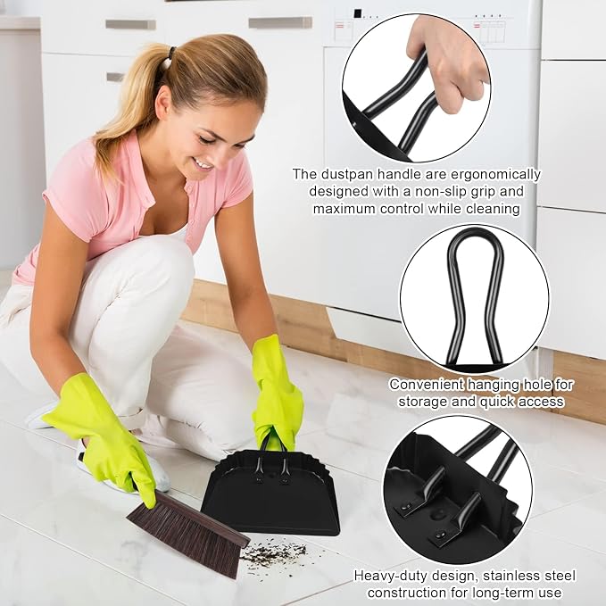 Dust Pan and Brush Set-Handheld Angled DustPan and Hand Broom Set, Large dust - Image 3