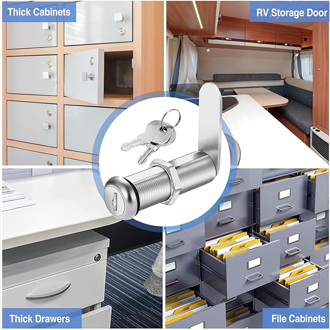Cabinet Lock with Keys, 2 Pack Cabinet Cam Lock Set - Image 6