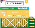 Filterbuy 24x24x2 Air Filter MERV 11 Allergen Defense Replacement, by Filterbuy