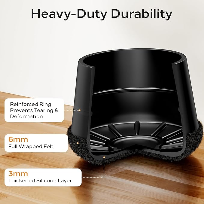 24 PCS Silicone Chair Leg Floor Protectors Medium Fit Rubber Felt Furniture - Image 7