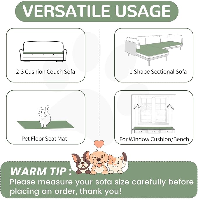 OTOB Couch Cover for Dogs Washable, Non Slip Plush Sofa Covers for 3 Cushion - Image 6