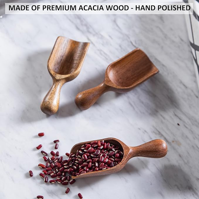 Wooden Scoops for Canisters 6PCS Acacia Wooden Scoop for Jars Mini Measuring - Image 4