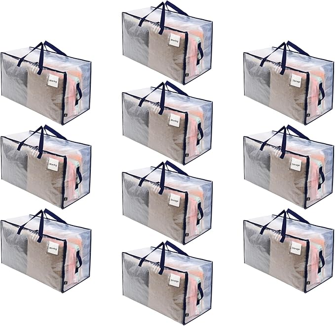 VENO 10 Pack Moving and Storage Bags, Heavy Duty, Alternative to Moving Boxes by Veno