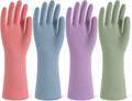 Rubber Cleaning Gloves for Dishwashing, 4 Pairs Reusable Kitchen Gloves for by Unknown