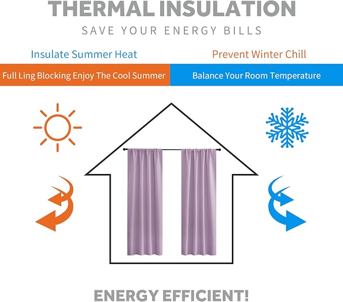 RYB HOME 70 inch Wide Curtains Blackout, Solid Durable Room Darkening Drapes - Image 3