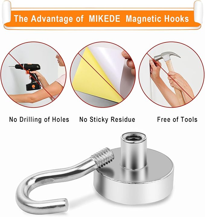 MIKEDE Magnetic Hooks, 28Lbs+ Strong Magnetic Hooks Heavy Duty - Image 3