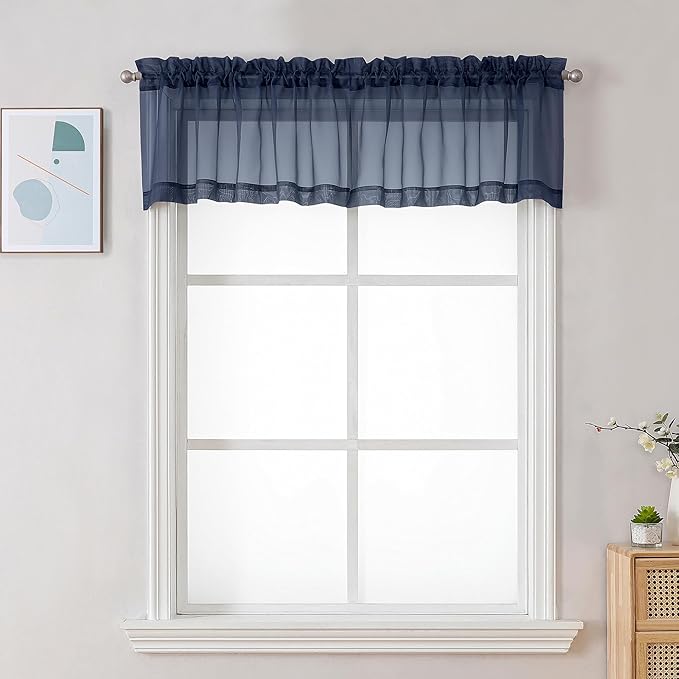 Chyhomenyc Sheer Window Valance Curtains, 42x14 Inches Light Filtering Valances by Chyhomenyc