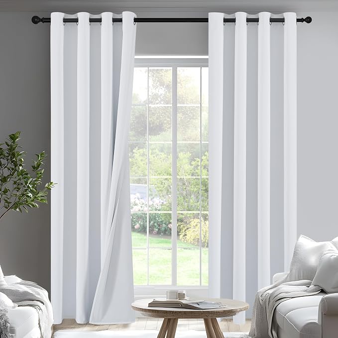 PONY DANCE White 100% Blackout Curtains by PONYDANCE