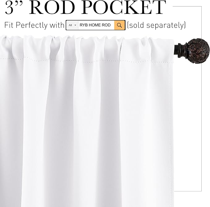 RYB HOME Short Curtains for Living Room Blackout Portable Blinds Shades for - Image 2