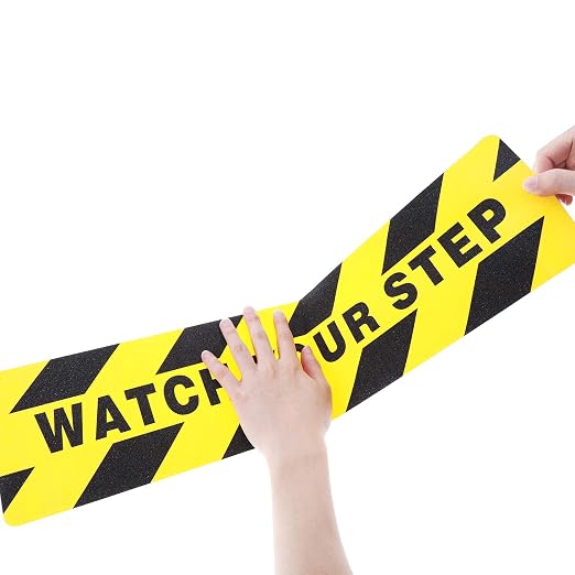 Boao 4 Pieces Watch Your Step Stickers Sign 6 x 24 Inch Caution Watch Your Step - Image 5