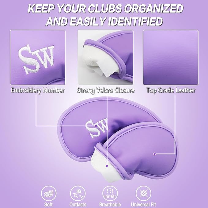 FINGER TEN Premium Synthetic Leather Stylish Iron & Wedge Golf Head Covers - Image 3