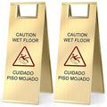 Kigley 2 Pcs Wet Floor Sign, 24 Inch Stainless Steel Caution Wet Floor Sign by Kigley
