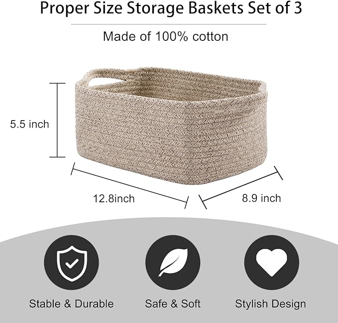 OIAHOMY Cotton Rope Baskets, Woven Baskets - Image 3