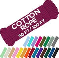 TECEUM Cotton Rope 3/16” – 50 FT – Strong All-Purpose Braided Rope – Natural by TECEUM