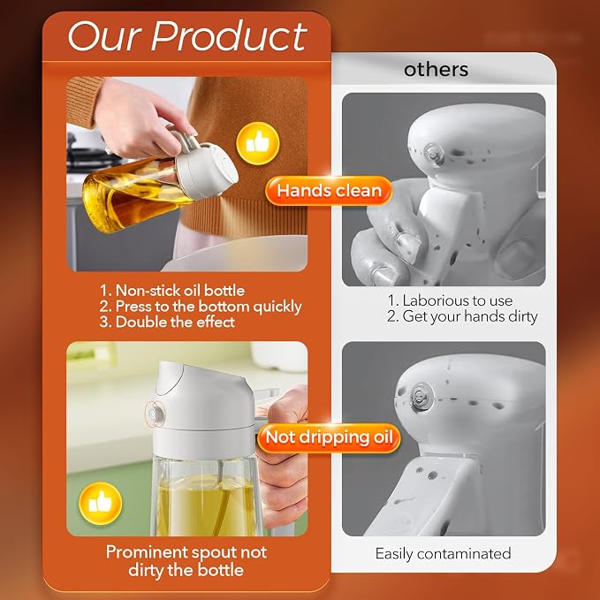 YARRAMATE 16oz/470ml Glass Olive Oil Sprayer - Image 6