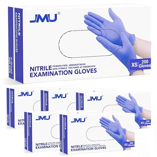 JMU XS Nitrile Gloves, Case of 1200, Powder-Free and Latex-Free Disposable by JMU