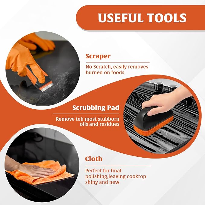 Glass Stove Top Cleaner Kit 12 oz, Cooktop Cleaner and Polish Non-Abrasive No - Image 4