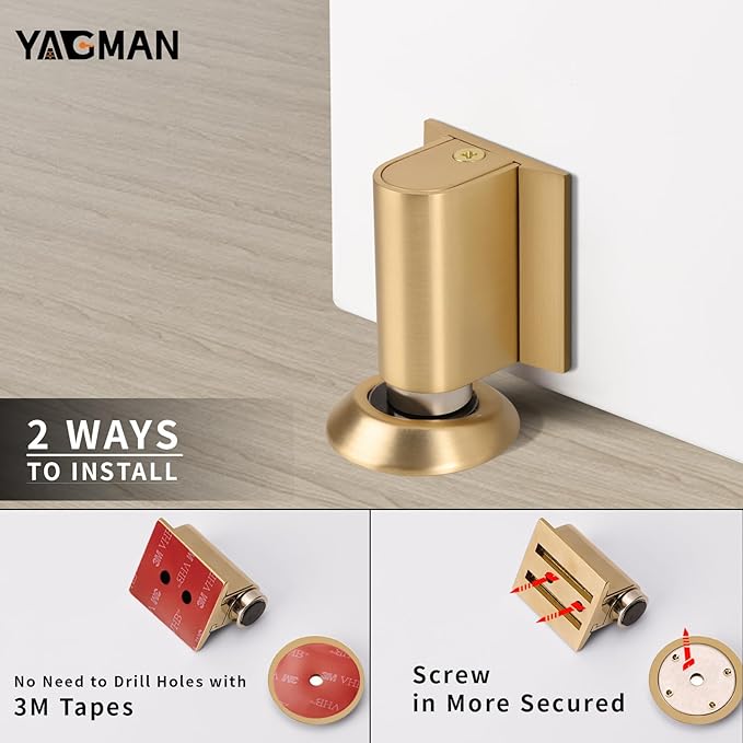2 Pack Magnetic Door Stoppers Retractable Bottom of Door Holder No Drilling - Image 5