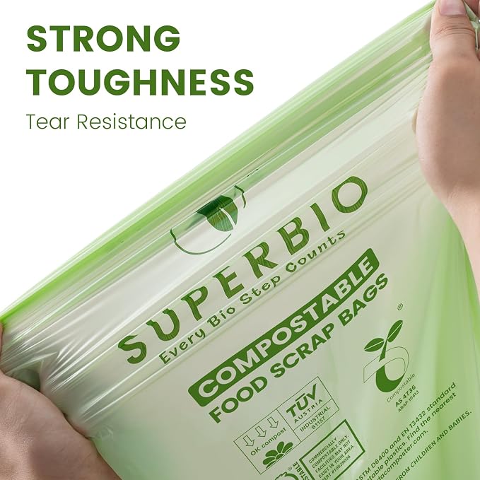 SUPERBIO 33 Gallon Compostable Yard Waste Bags, Lawn & Leaf Bags, Extra Thick - Image 4