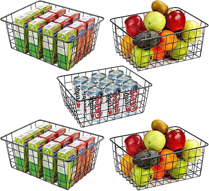 5 Pack Wire Storage Baskets, Premium Pantry Baskets by Unknown
