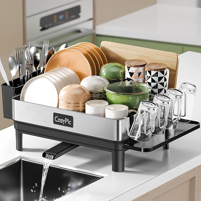 Dish Racks, Thicker Premium 304 Stainless Steel Dish Drying Rack by CosyPic