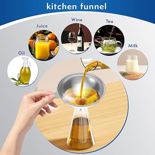 Stainless Steel Funnel with 30 Mesh Filter Food Grade Metal Funnel - Image 4