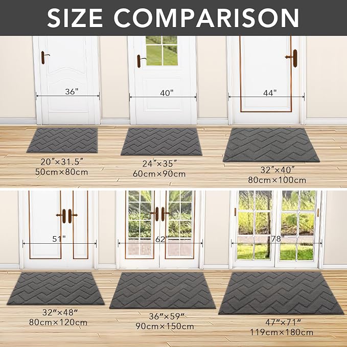 hicorfe Indoor Doormat, Front Back Door Mat Rubber Backing Non Slip Door Mats - Image 5