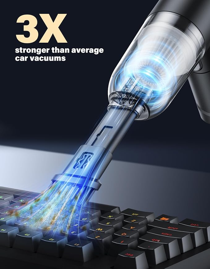 Car Vacuum Portable Cordless, 9000Pa Handheld Vacuum Mini Vacuum Cleaner High - Image 6