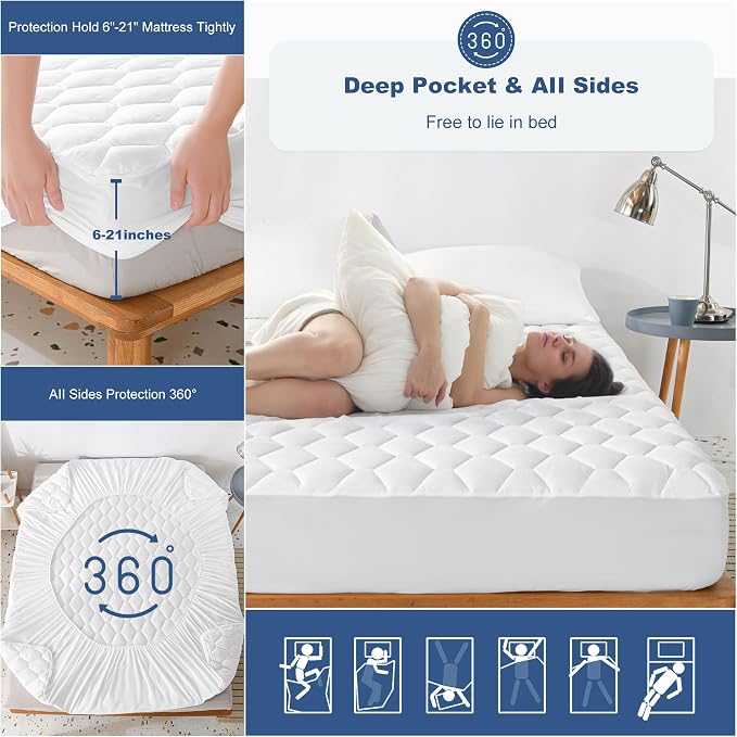 GRT King Mattress Protector Waterproof, 100% Waterproof Quilted Fitted Mattress - Image 5