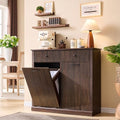 Modern Double Tilt-Out Trash Cabinet, 20 Gallon Fluted Laundry Hamper Cabinet by IFGETEnrichYourLivingSpace
