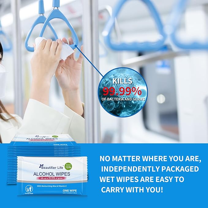 100 Count Individually Packed Hand Sanitizing Wipes - Image 6